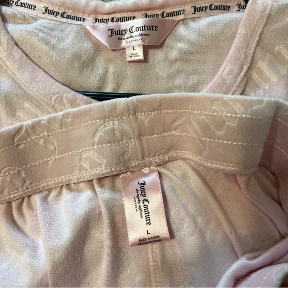 Juicy Couture Pink 2-Piece Tank & Shorts Pajama Set Size L "BLING JUICY" - Picture 6 of 6